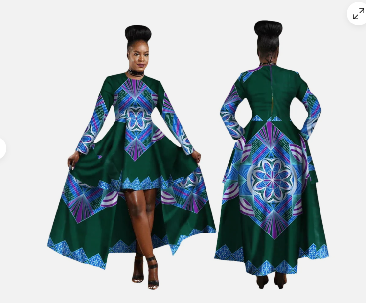 Vibrant African Print Cotton Gown